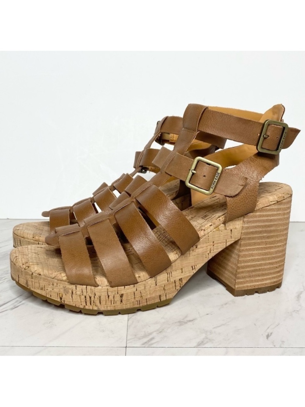 Kork Ease Camille Ankle Strap Brown Leather Heeled Sandal 10M